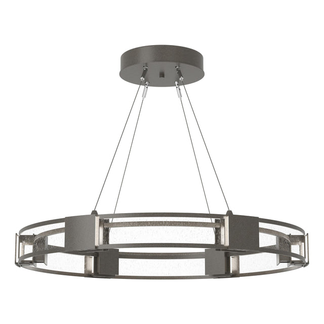 Hubbardton Forge 2022 Dark Smoke Seeded Clear Glass (II) Standard Aura Glass Pendant