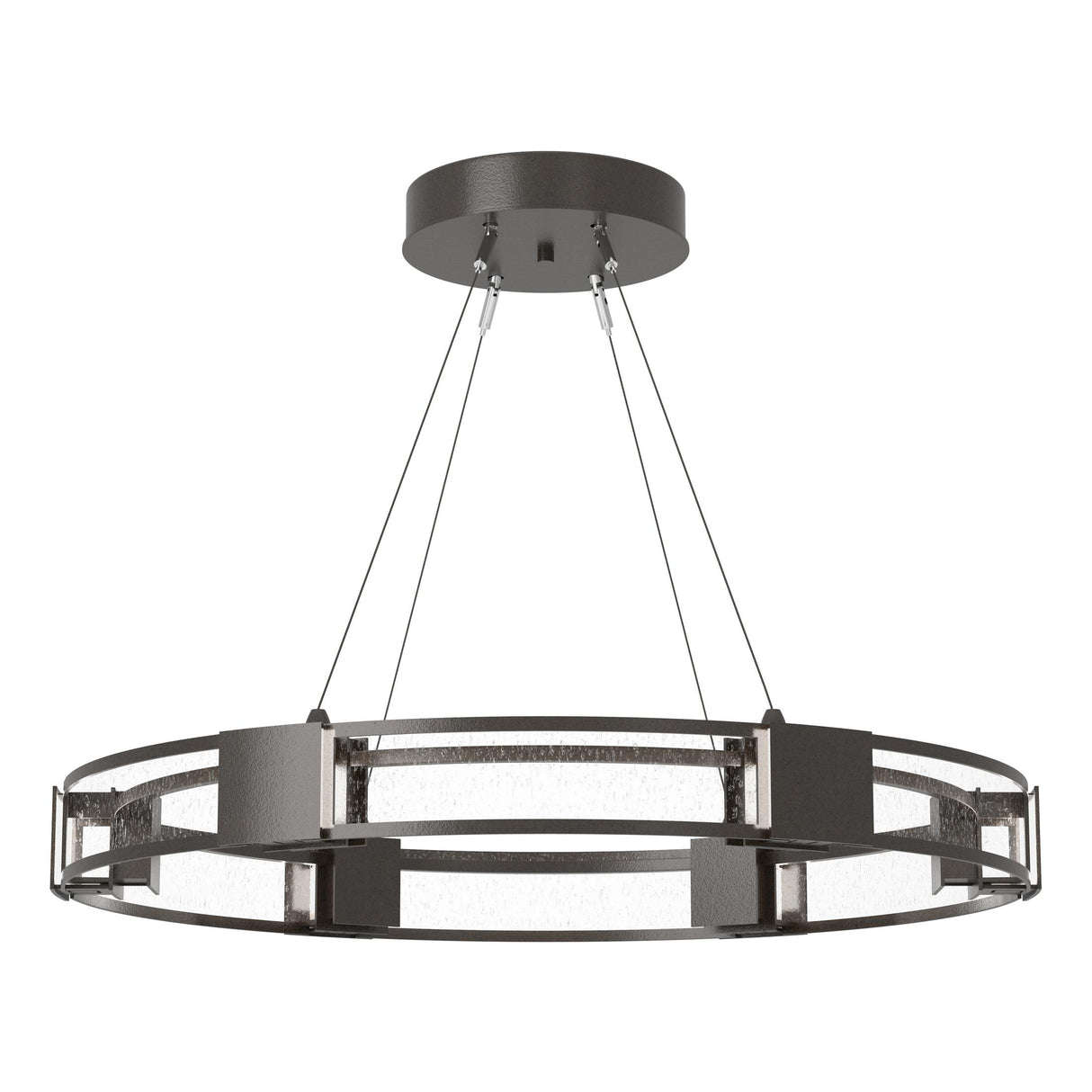 Hubbardton Forge 2022 Oil Rubbed Bronze Seeded Clear Glass (II) Standard Aura Glass Pendant