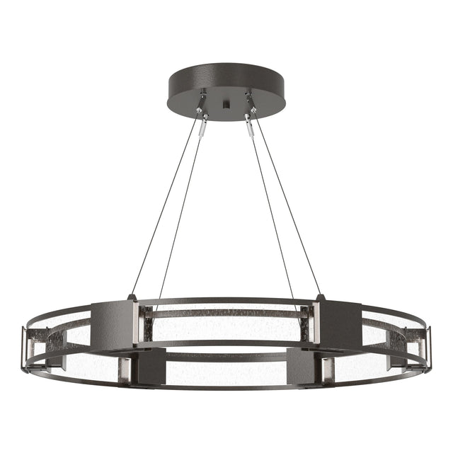 Hubbardton Forge 2022 Oil Rubbed Bronze Seeded Clear Glass (II) Standard Aura Glass Pendant