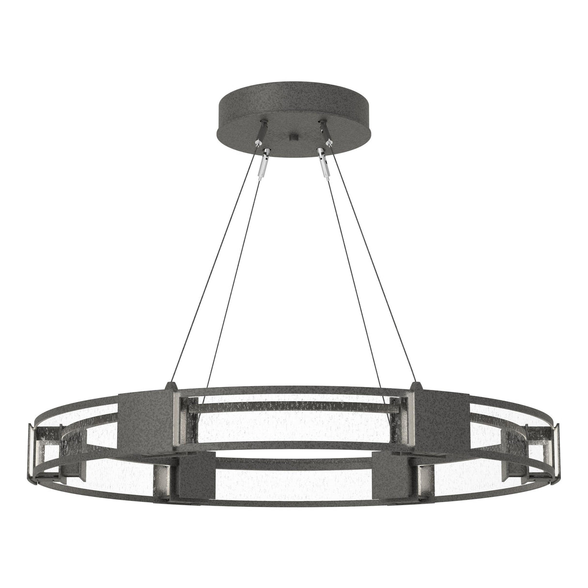 Hubbardton Forge 2022 Natural Iron Seeded Clear Glass (II) Standard Aura Glass Pendant