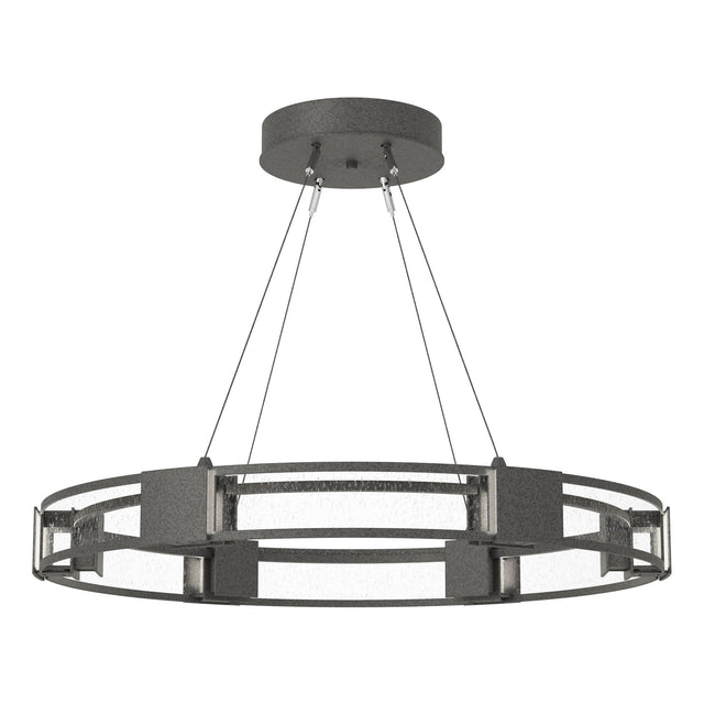 Hubbardton Forge 2022 Natural Iron Seeded Clear Glass (II) Standard Aura Glass Pendant