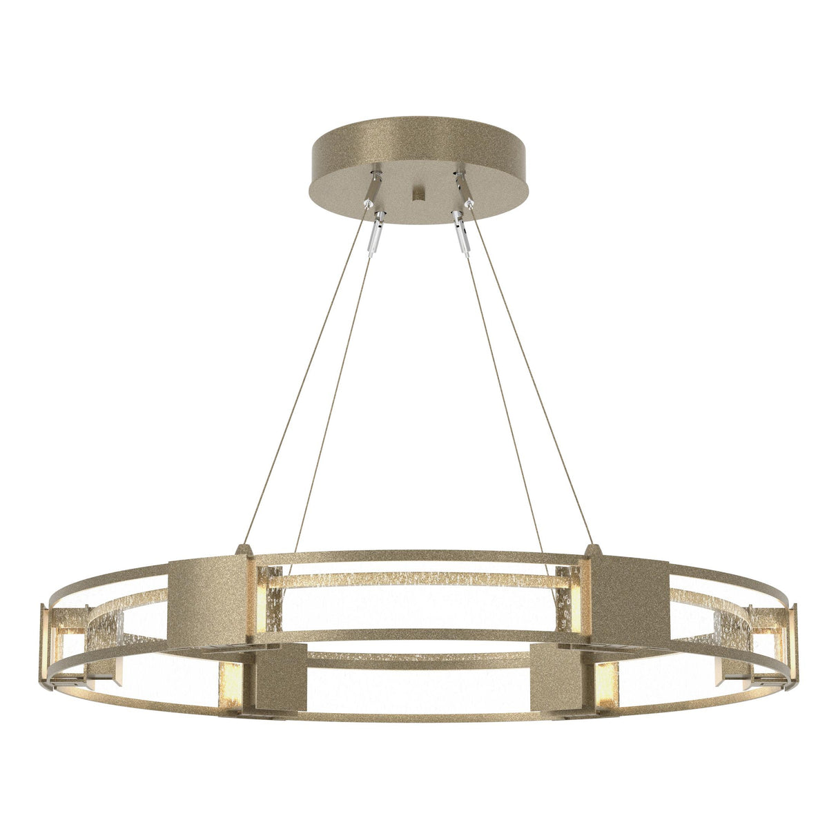 Hubbardton Forge 2022 Soft Gold Seeded Clear Glass (II) Standard Aura Glass Pendant