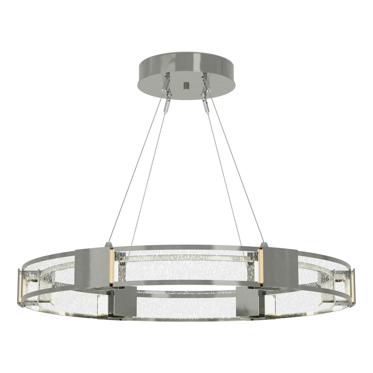 Hubbardton Forge 2022 Sterling Seeded Clear Glass (II) Standard Aura Glass Pendant