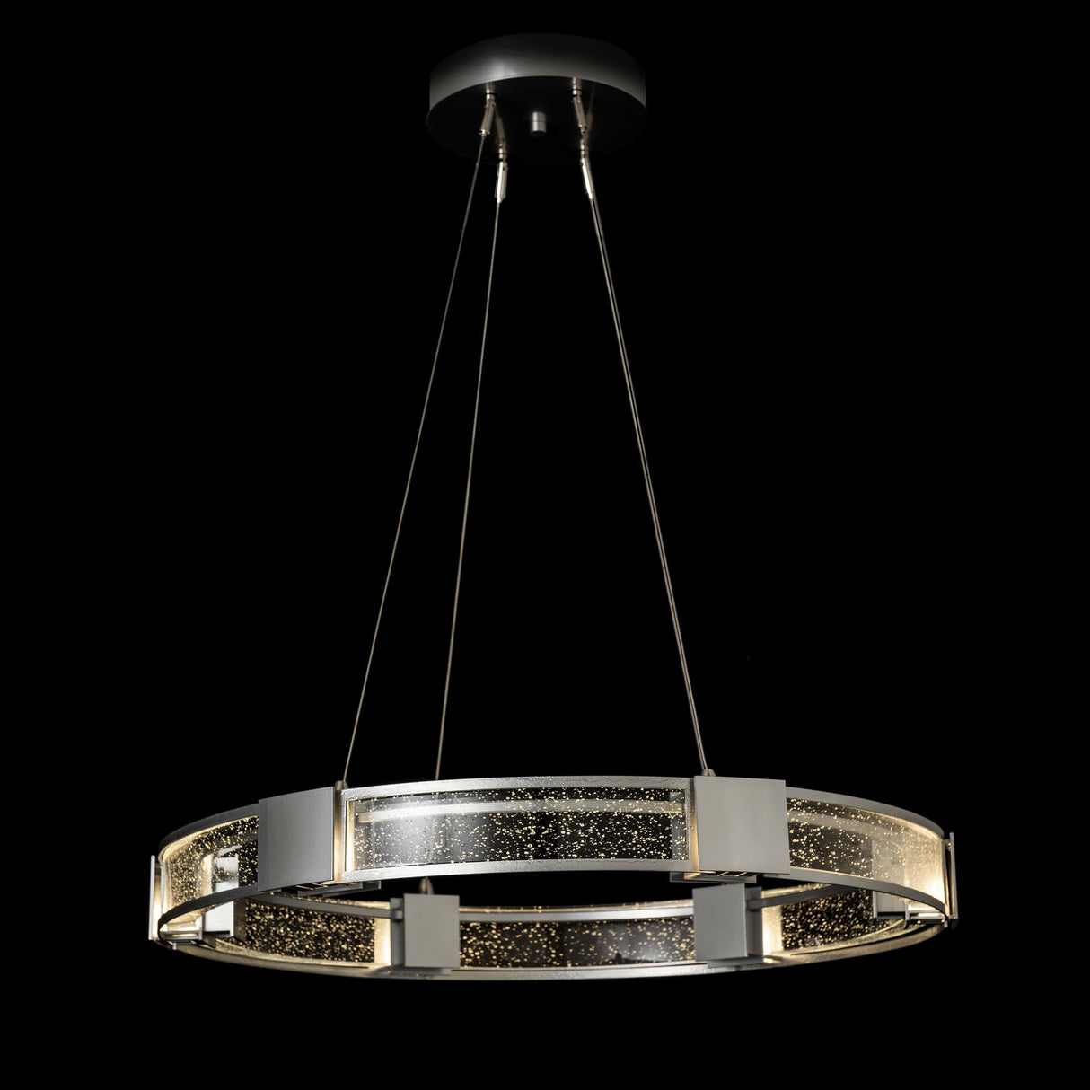 Hubbardton Forge 2022 Sterling Seeded Clear Glass (II) Standard Aura Glass Pendant