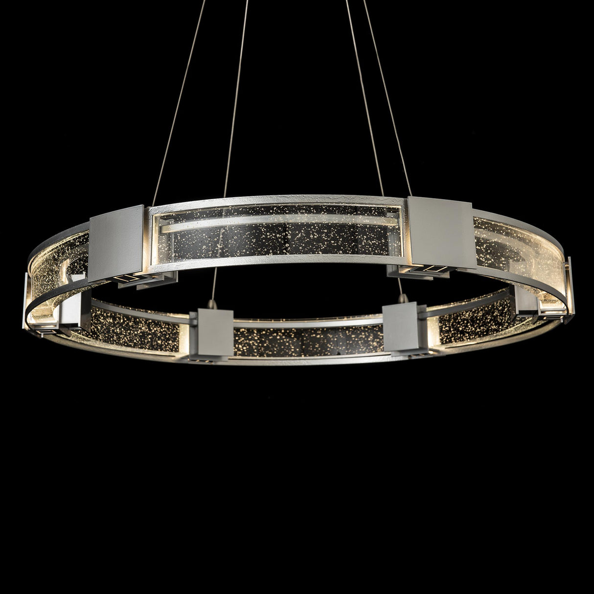 Hubbardton Forge 2022 Sterling Seeded Clear Glass (II) Standard Aura Glass Pendant