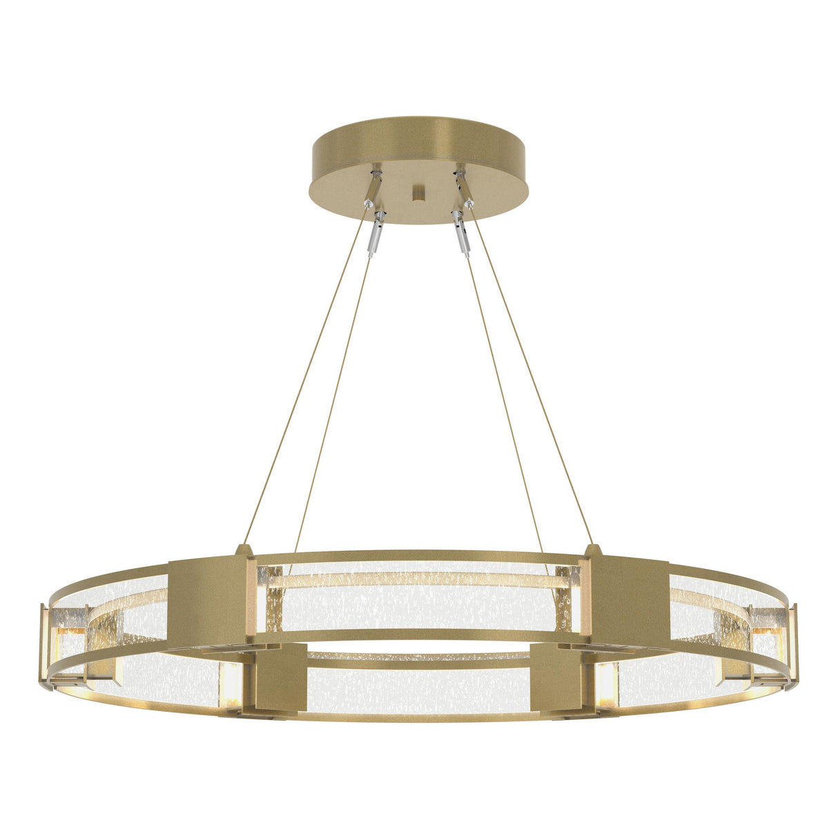 Hubbardton Forge 2022 Modern Brass Seeded Clear Glass (II) Standard Aura Glass Pendant