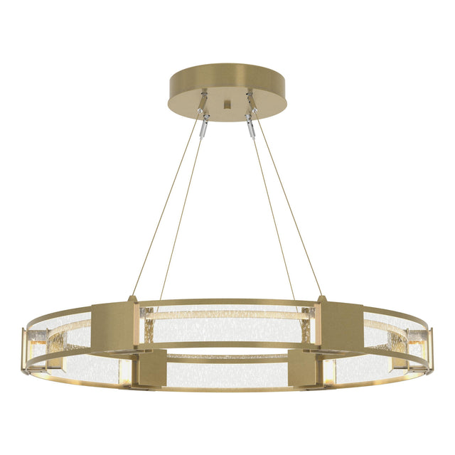 Hubbardton Forge 2022 Modern Brass Seeded Clear Glass (II) Standard Aura Glass Pendant
