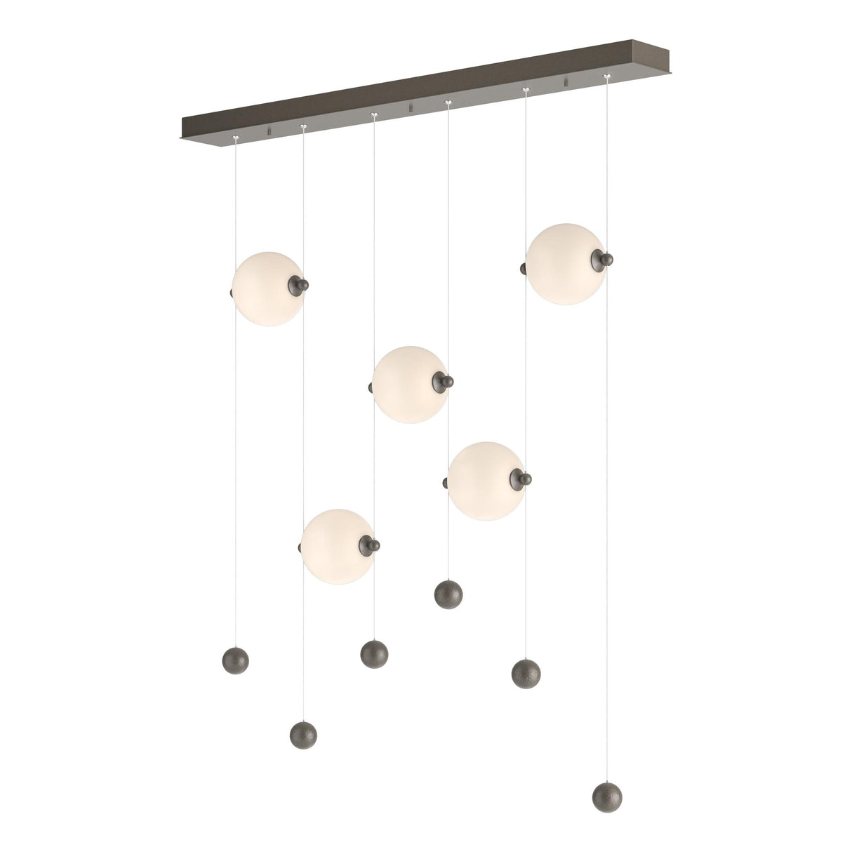 Hubbardton Forge 2020 Dark Smoke Opal Glass (GG) Standard Abacus 5-Light LED Pendant