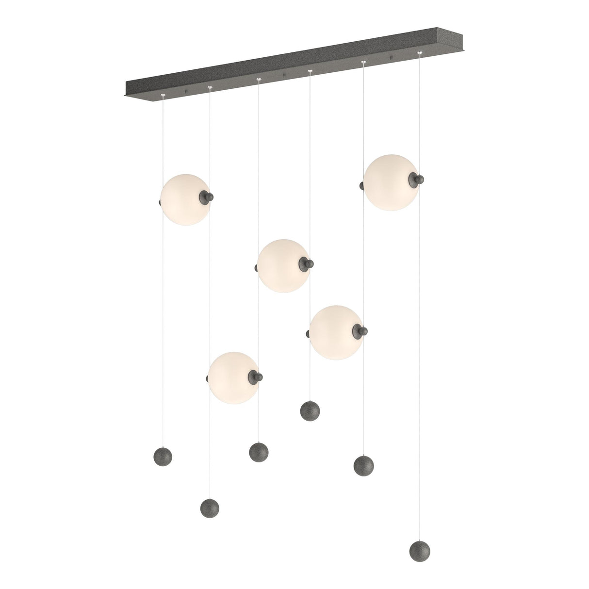 Hubbardton Forge 2020 Natural Iron Opal Glass (GG) Standard Abacus 5-Light LED Pendant