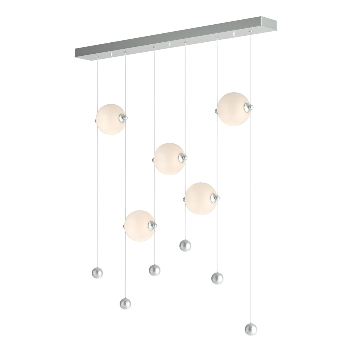 Hubbardton Forge 2020 Vintage Platinum Opal Glass (GG) Standard Abacus 5-Light LED Pendant