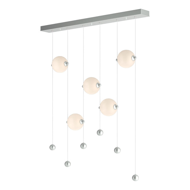 Hubbardton Forge 2020 Vintage Platinum Opal Glass (GG) Standard Abacus 5-Light LED Pendant