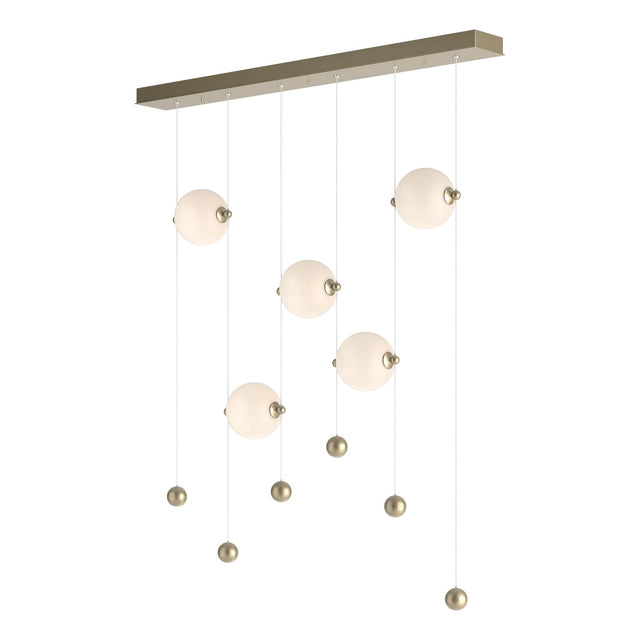 Hubbardton Forge 2020 Soft Gold Opal Glass (GG) Standard Abacus 5-Light LED Pendant