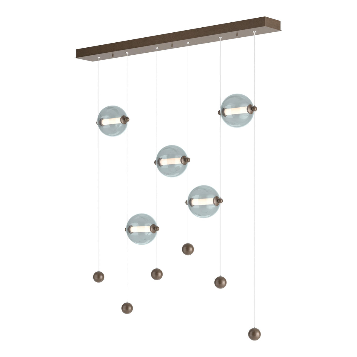 Hubbardton Forge 2020 Bronze Cool Grey Glass (YL) Standard Abacus 5-Light LED Pendant