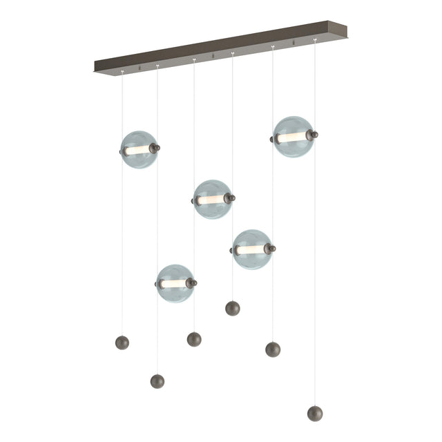 Hubbardton Forge 2020 Dark Smoke Cool Grey Glass (YL) Standard Abacus 5-Light LED Pendant
