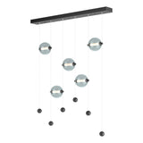 Hubbardton Forge 2020 Black Cool Grey Glass (YL) Standard Abacus 5-Light LED Pendant