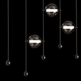 Hubbardton Forge 2020 Black Cool Grey Glass (YL) Standard Abacus 5-Light LED Pendant