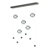 Hubbardton Forge 2020 Natural Iron Cool Grey Glass (YL) Standard Abacus 5-Light LED Pendant