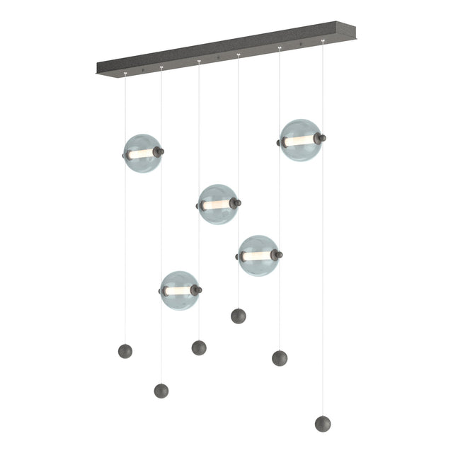 Hubbardton Forge 2020 Natural Iron Cool Grey Glass (YL) Standard Abacus 5-Light LED Pendant