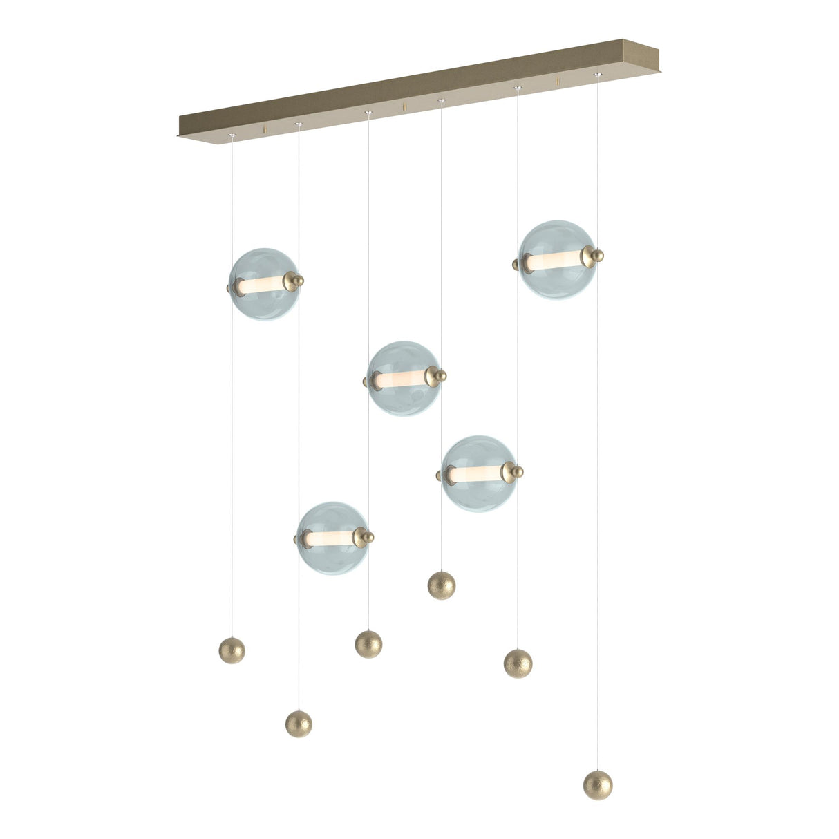 Hubbardton Forge 2020 Soft Gold Cool Grey Glass (YL) Standard Abacus 5-Light LED Pendant