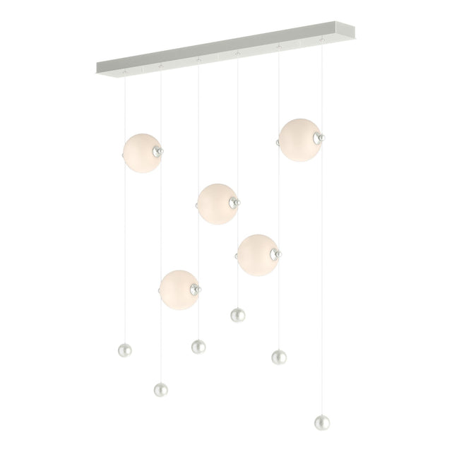 Hubbardton Forge 2020 Sterling Opal Glass (GG) Standard Abacus 5-Light LED Pendant