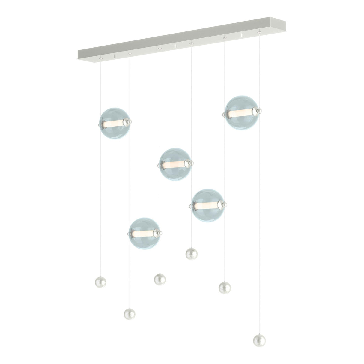 Hubbardton Forge 2020 Sterling Cool Grey Glass (YL) Standard Abacus 5-Light LED Pendant