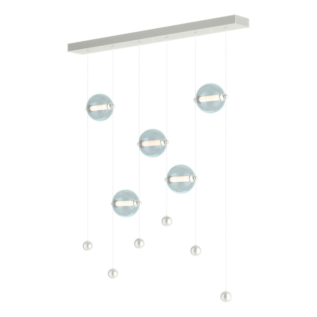 Hubbardton Forge 2020 Sterling Cool Grey Glass (YL) Standard Abacus 5-Light LED Pendant