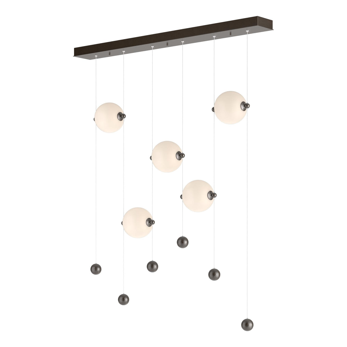 Hubbardton Forge 2020 Oil Rubbed Bronze Opal Glass (GG) Standard Abacus 5-Light LED Pendant