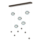 Hubbardton Forge 2020 Oil Rubbed Bronze Cool Grey Glass (YL) Standard Abacus 5-Light LED Pendant