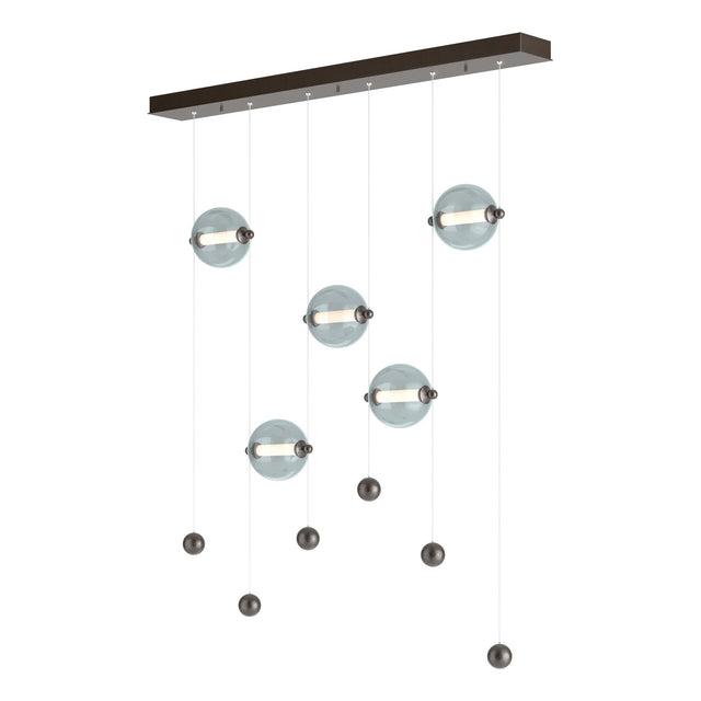 Hubbardton Forge 2020 Oil Rubbed Bronze Cool Grey Glass (YL) Standard Abacus 5-Light LED Pendant