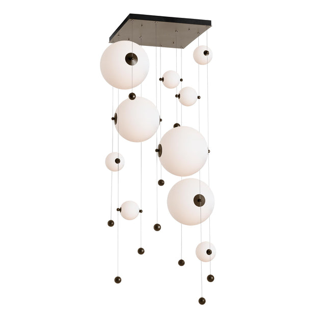 Hubbardton Forge 2021 Bronze Opal Glass (GG) Standard Abacus 10-Light Square LED Pendant