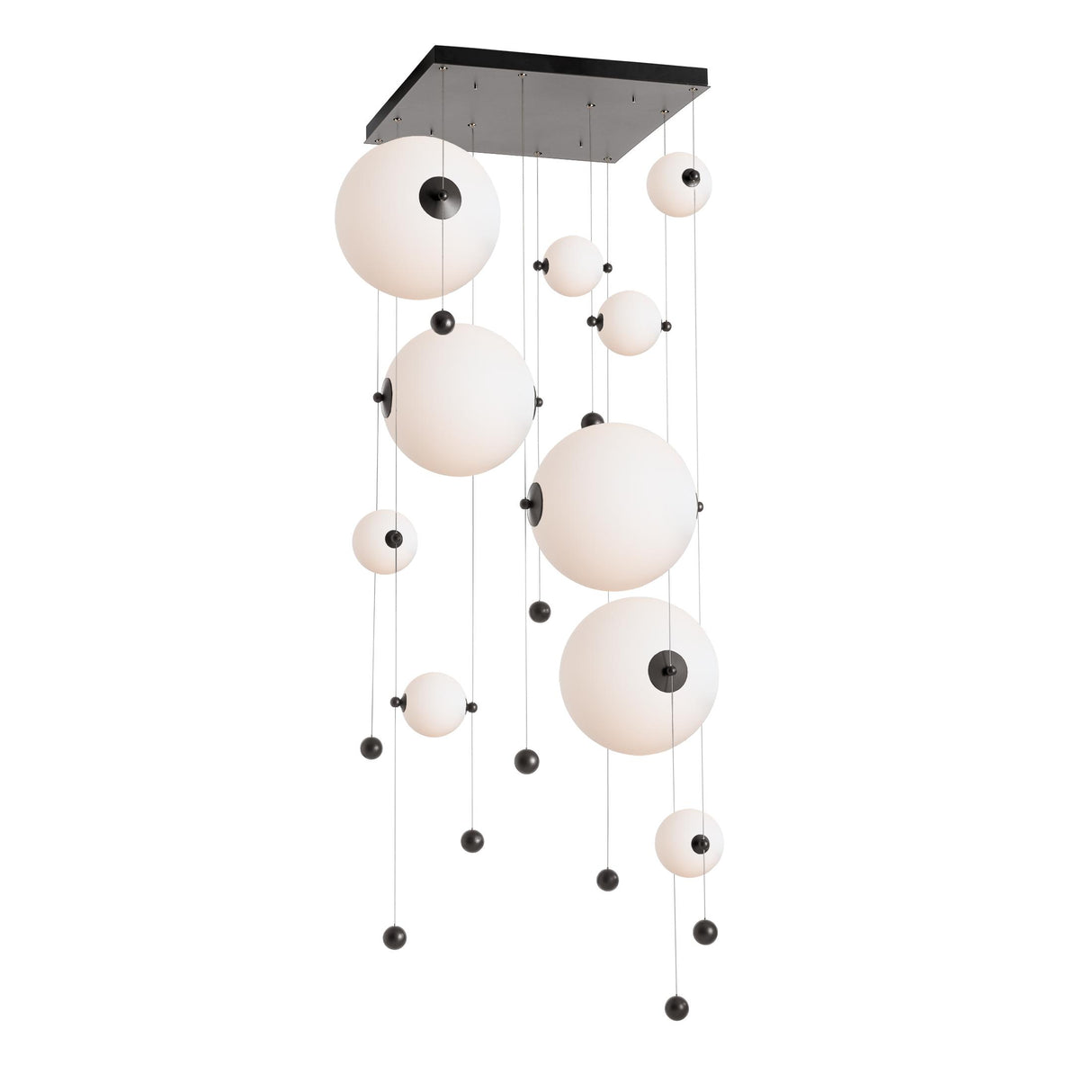 Hubbardton Forge 2021 Dark Smoke Opal Glass (GG) Standard Abacus 10-Light Square LED Pendant