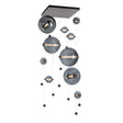Hubbardton Forge 2021 Dark Smoke Cool Grey Glass (YL) Standard Abacus 10-Light Square LED Pendant