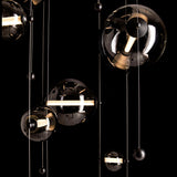 Hubbardton Forge 2021 Black Cool Grey Glass (YL) Standard Abacus 10-Light Square LED Pendant