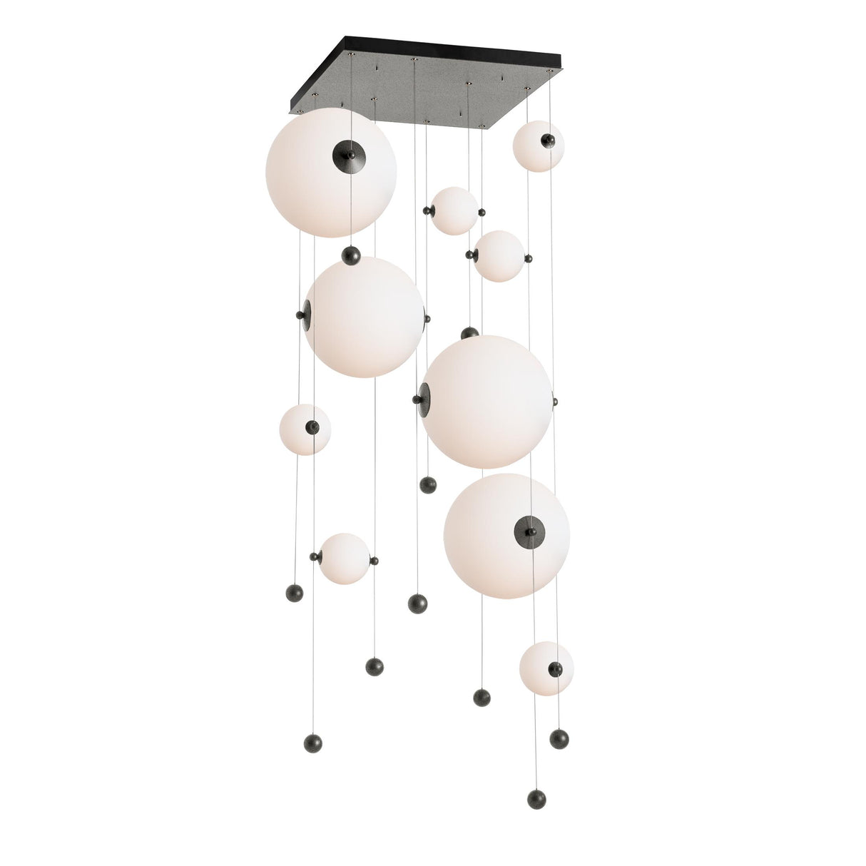 Hubbardton Forge 2021 Natural Iron Opal Glass (GG) Standard Abacus 10-Light Square LED Pendant