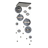 Hubbardton Forge 2021 Natural Iron Cool Grey Glass (YL) Standard Abacus 10-Light Square LED Pendant