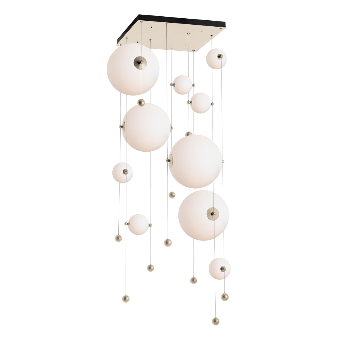 Hubbardton Forge 2021 Soft Gold Opal Glass (GG) Standard Abacus 10-Light Square LED Pendant