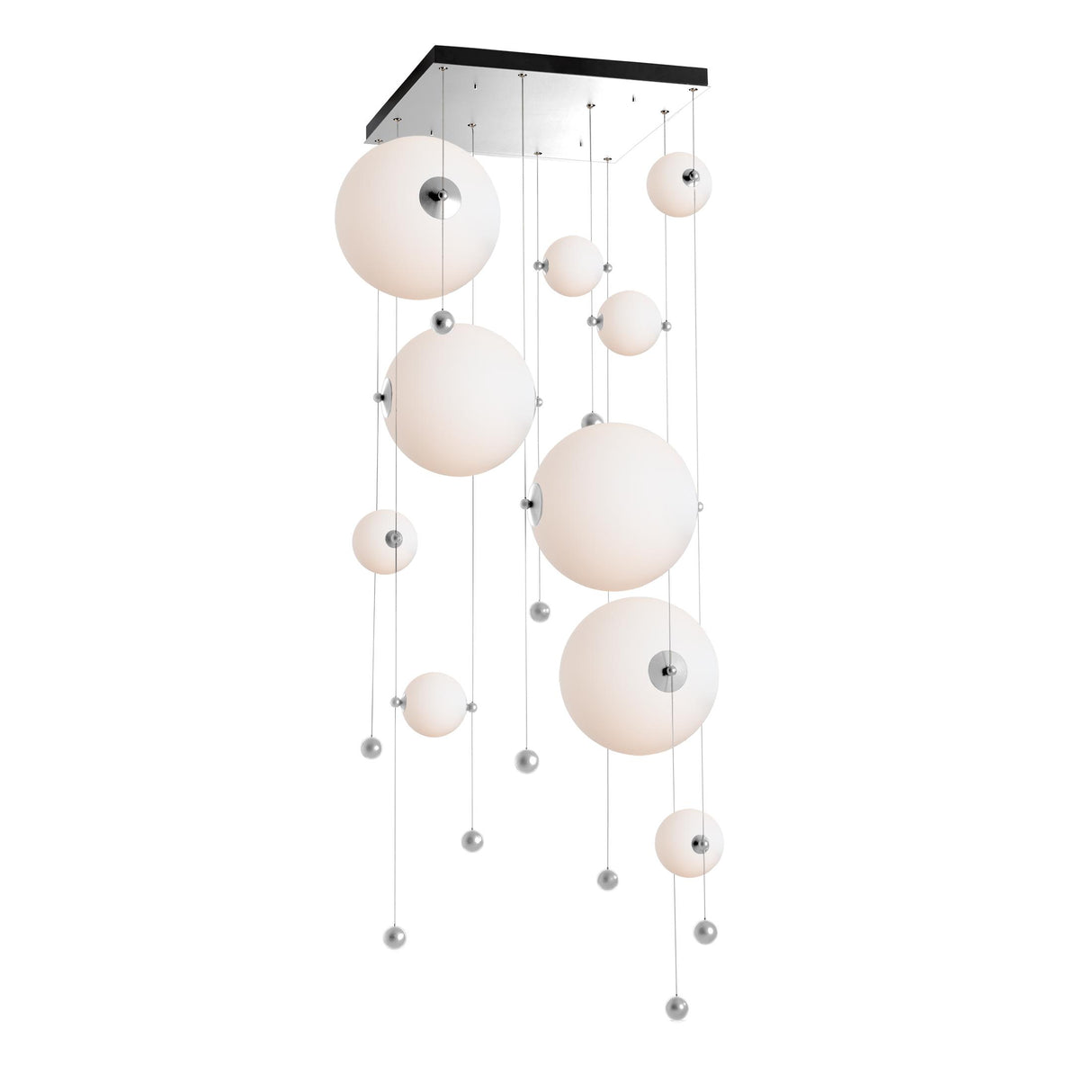 Hubbardton Forge 2021 Sterling Opal Glass (GG) Standard Abacus 10-Light Square LED Pendant