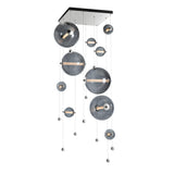 Hubbardton Forge 2021 Sterling Cool Grey Glass (YL) Standard Abacus 10-Light Square LED Pendant