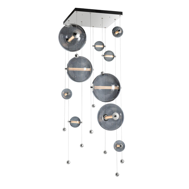 Hubbardton Forge 2021 Sterling Cool Grey Glass (YL) Standard Abacus 10-Light Square LED Pendant