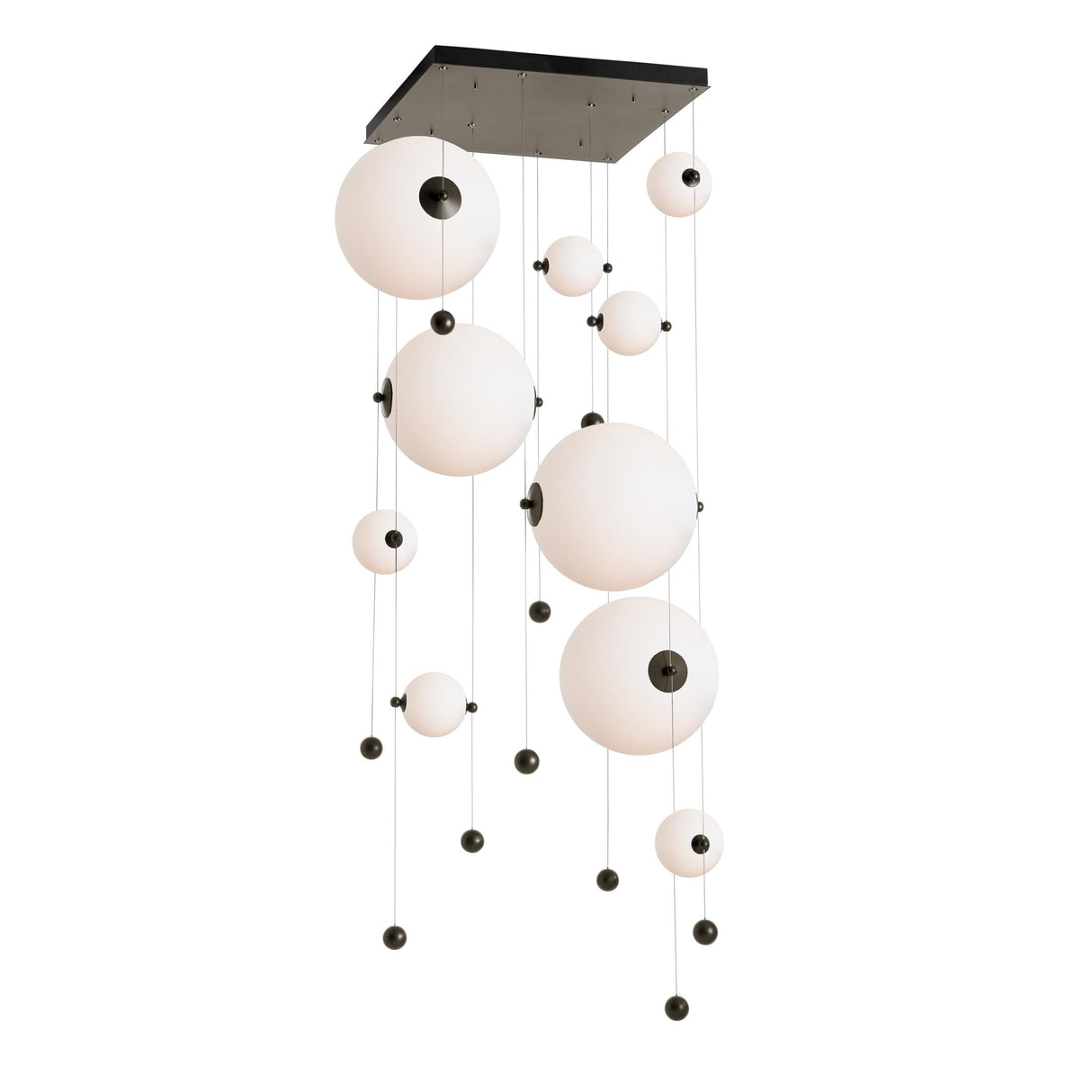 Hubbardton Forge 2021 Oil Rubbed Bronze Opal Glass (GG) Standard Abacus 10-Light Square LED Pendant