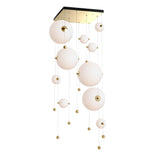 Hubbardton Forge 2021 Modern Brass Opal Glass (GG) Standard Abacus 10-Light Square LED Pendant