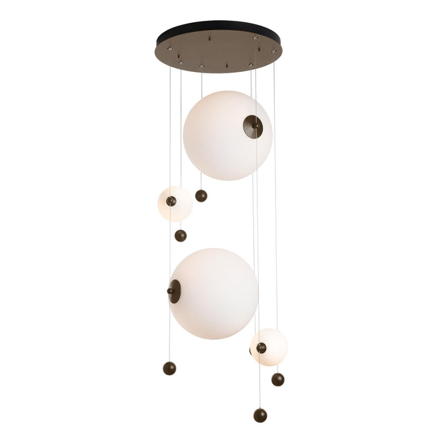Hubbardton Forge 2021 Bronze Opal Glass (GG) Standard Abacus 4-Light Round LED Pendant