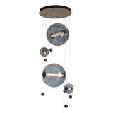 Hubbardton Forge 2021 Bronze Cool Grey Glass (YL) Standard Abacus 4-Light Round LED Pendant