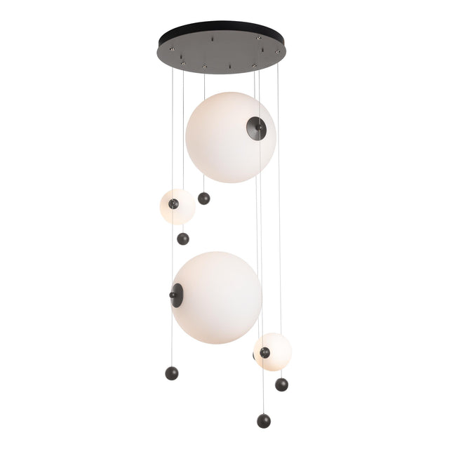 Hubbardton Forge 2021 Dark Smoke Opal Glass (GG) Standard Abacus 4-Light Round LED Pendant