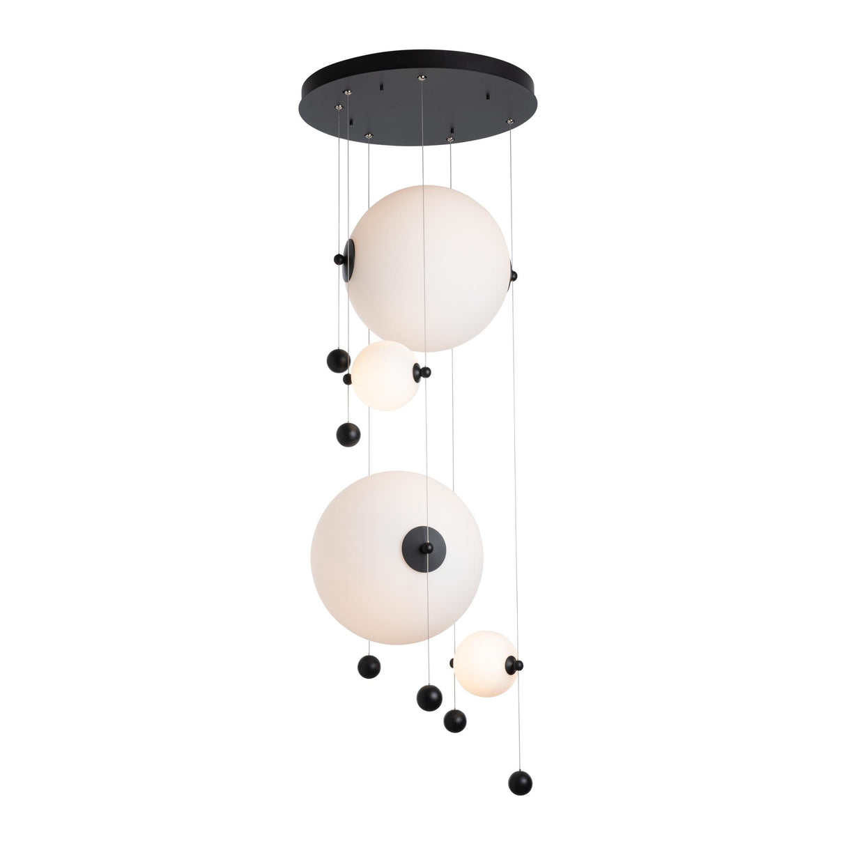 Hubbardton Forge 2021 Black Opal Glass (GG) Standard Abacus 4-Light Round LED Pendant