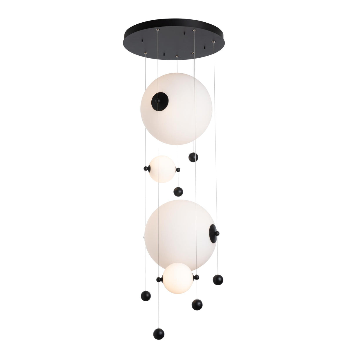 Hubbardton Forge 2021 Black Opal Glass (GG) Standard Abacus 4-Light Round LED Pendant