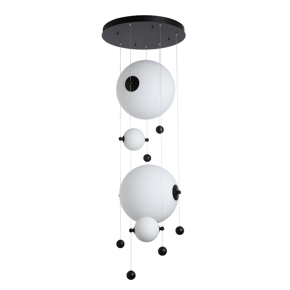 Hubbardton Forge 2021 Black Opal Glass (GG) Standard Abacus 4-Light Round LED Pendant