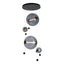 Hubbardton Forge 2021 Black Cool Grey Glass (YL) Standard Abacus 4-Light Round LED Pendant