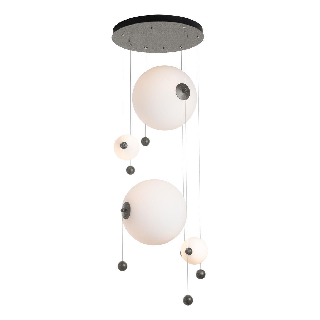 Hubbardton Forge 2021 Natural Iron Opal Glass (GG) Standard Abacus 4-Light Round LED Pendant
