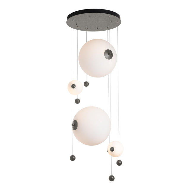 Hubbardton Forge 2021 Natural Iron Opal Glass (GG) Standard Abacus 4-Light Round LED Pendant